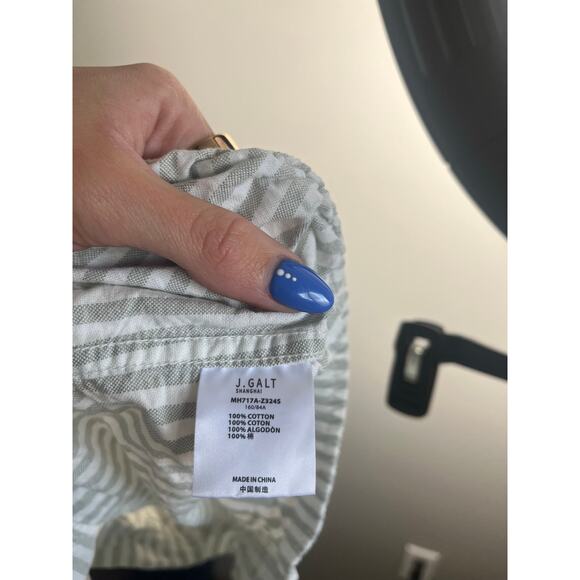 John Galt Gray and White Striped Linen Boxer Mini Shorts Womens One Size - Picture 5 of 6